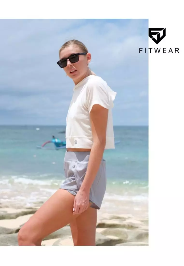 Fitwear - Celana Pendek Lari + Inner Olahraga Wanita LILIAN - SILVER