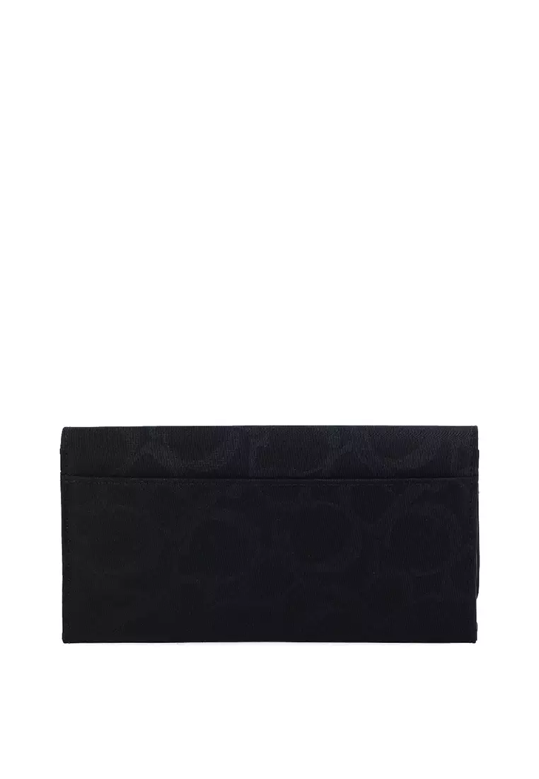 Black Carlo GEO Nylon 2-Fold Long Wallet