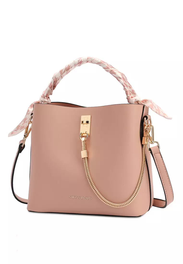 Women's Chain Top Handle Bag / Sling Bag / Crossbody Bag / Shoulder Bag (Tas Selempang Wanita / Tas Tangan Wanita / Tas Bahu Wanita) - Merah Jambu