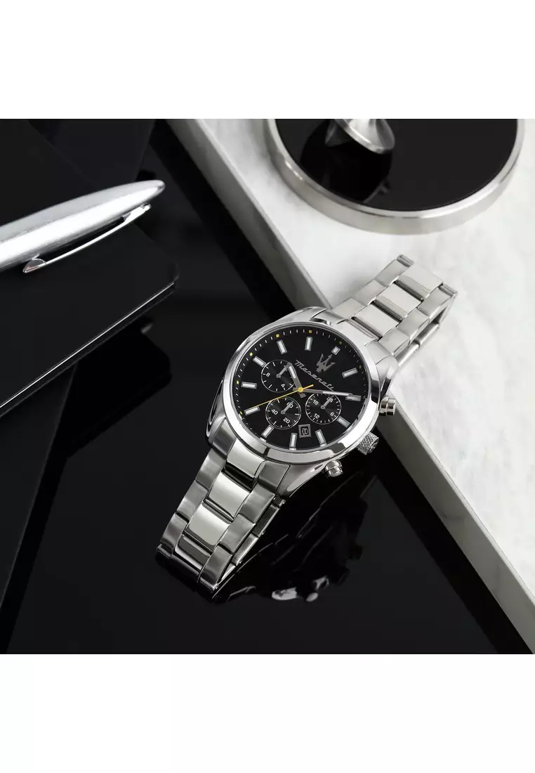 【2 Years Warranty】Maserati Attrazione 43mm Men's Quartz Watch Luminous Dial Hands R8853151010 Japan Movement