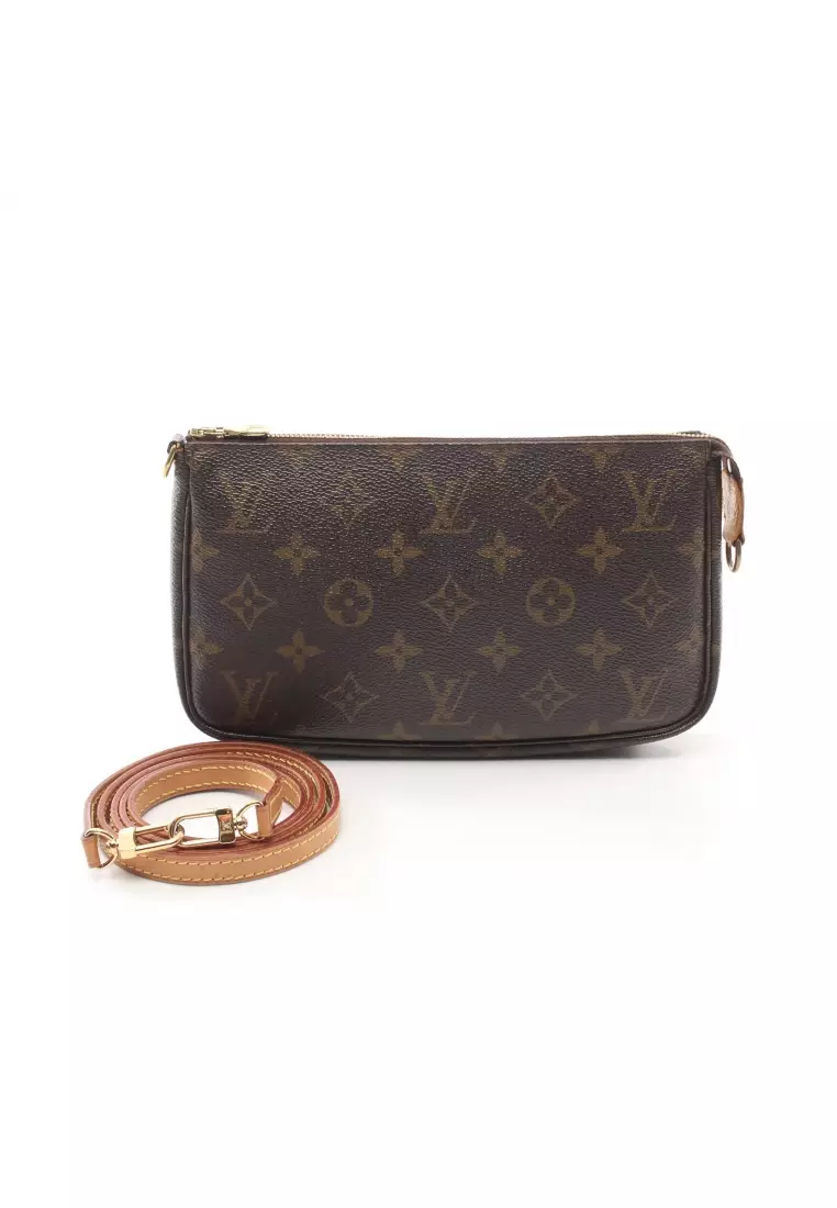Louis+Vuitton+Pochette+Accessory+Pouch+Brown+Leather for sale online