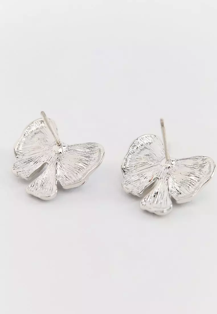 Bow Knot Stud Earrings - Silver