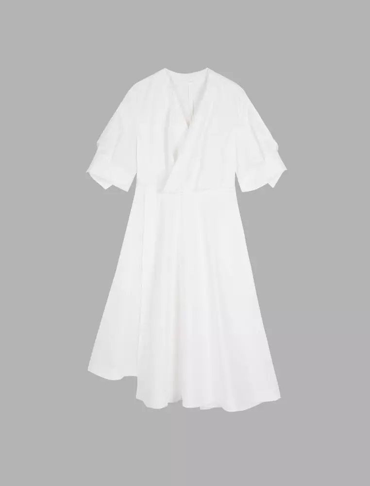 V-Neck Long Short Sleeve Dress