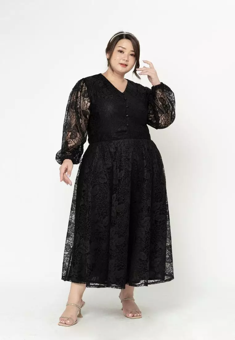Plus Size Long Dress Hye Ji Black