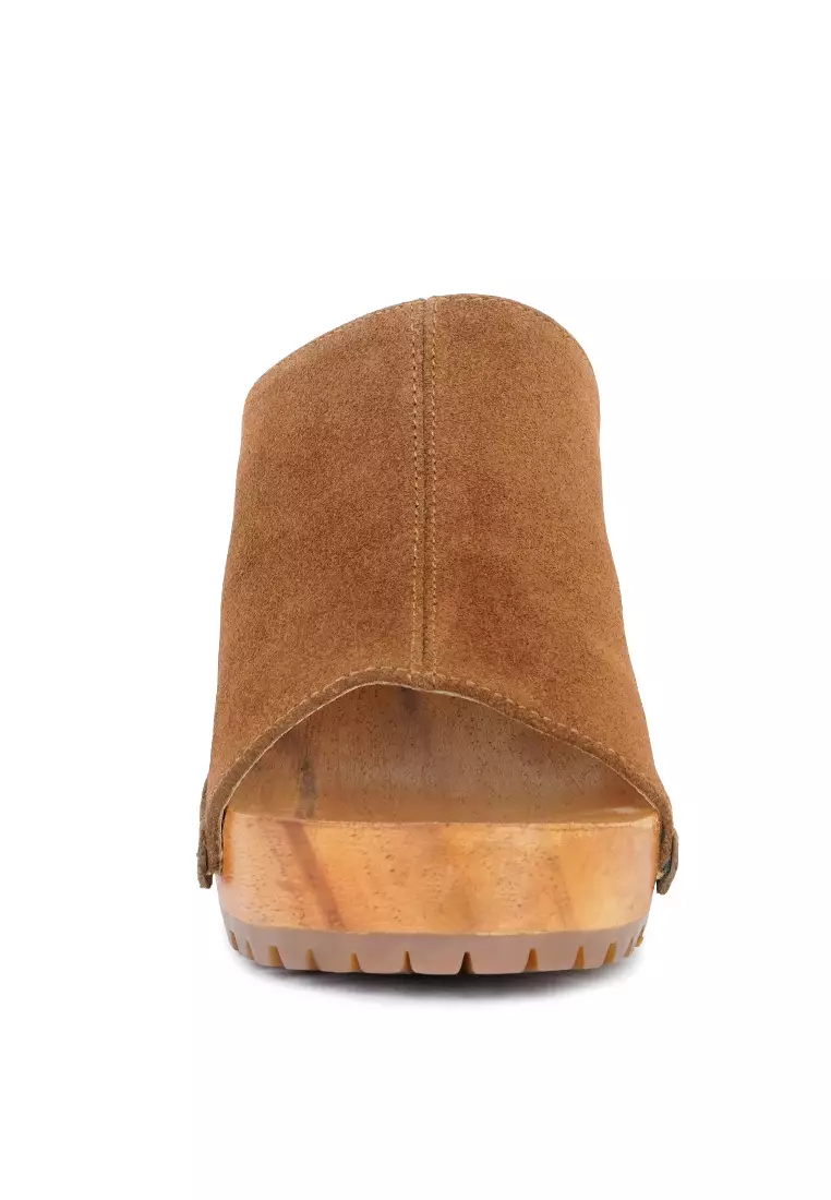 Tan suede clogs top