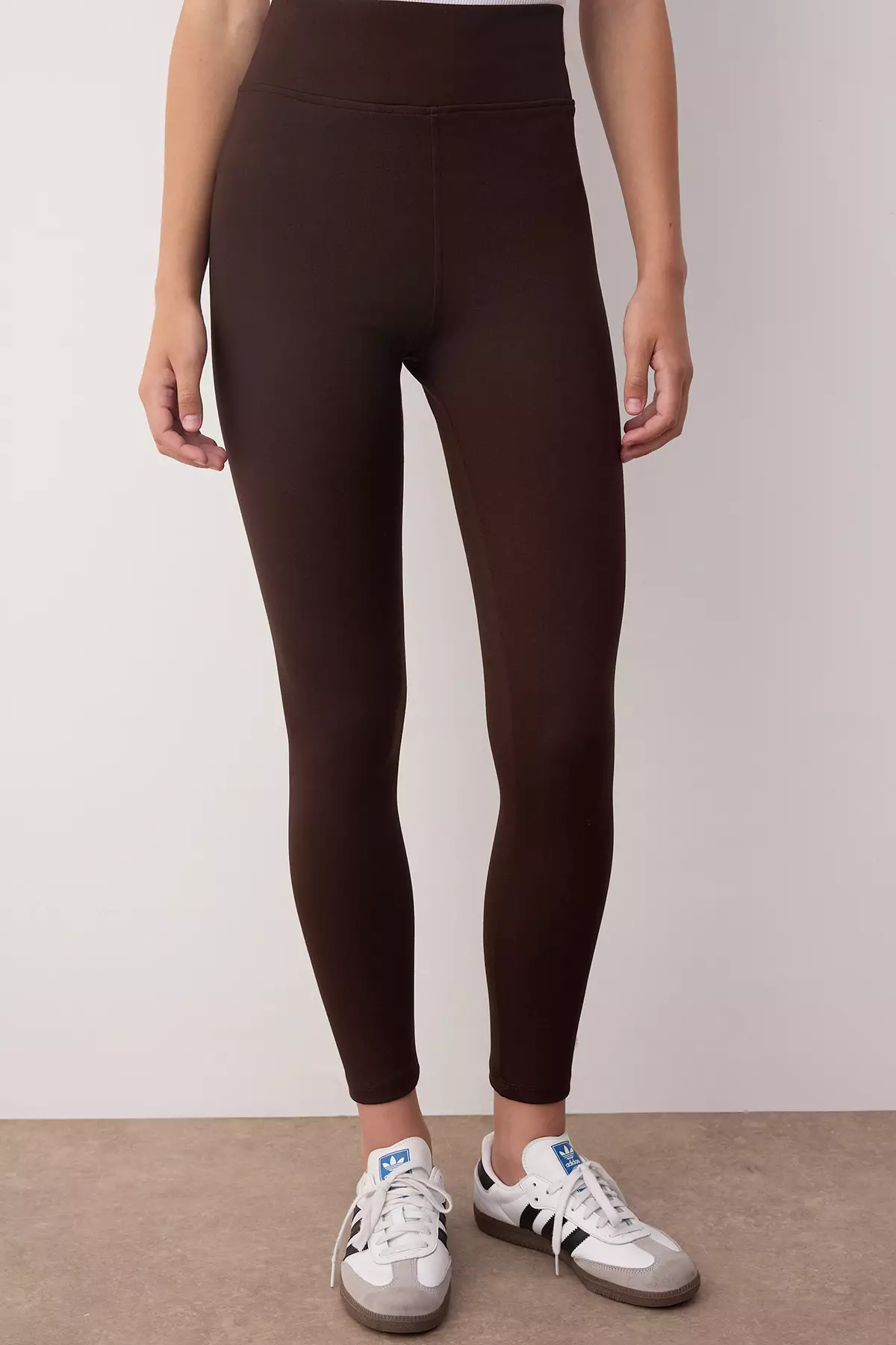 Black-Brown 2-Pack Interlock Body-Smoothing High Waist Knitted Leggings