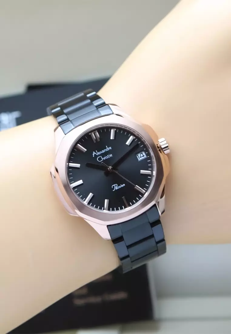 Alexandre Christie - Jam Tangan Wanita - Rosegold - Black Stainless Steel - 2A28 LDBBRBA