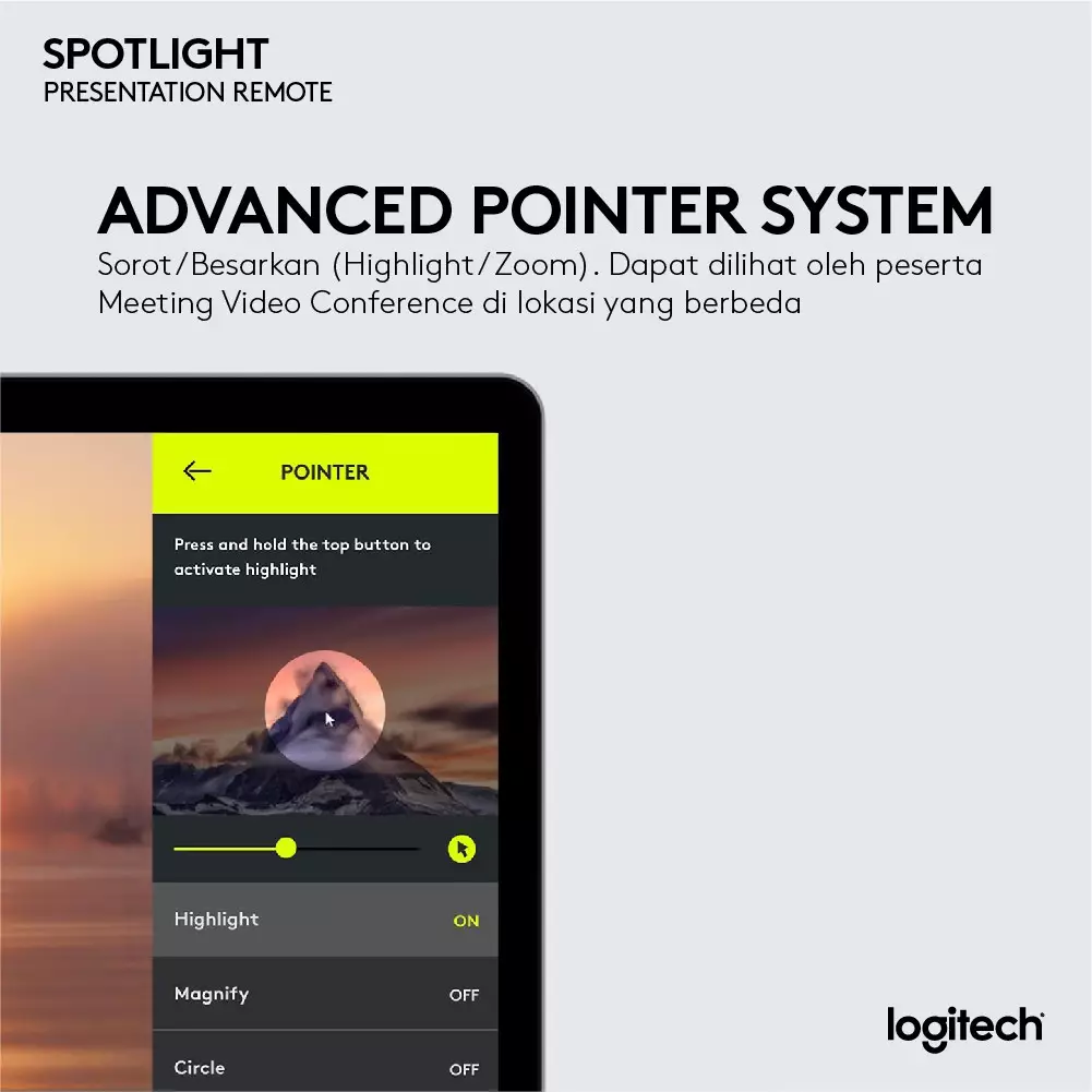 Jual Logitech Logitech Spotlight Pointer Presenter Advanced Wireless / Bluetooth Gold Original