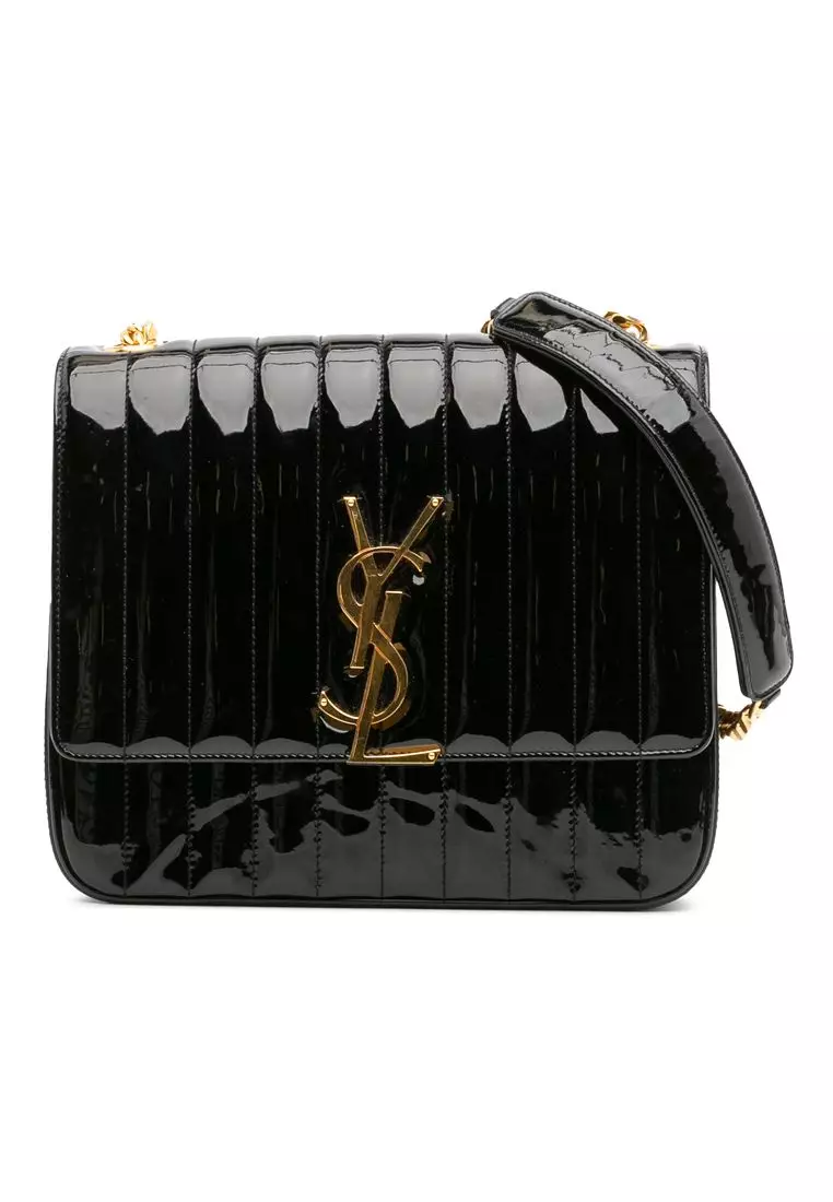 Pre-Loved Saint Laurent Large Patent Vicky Crossbody