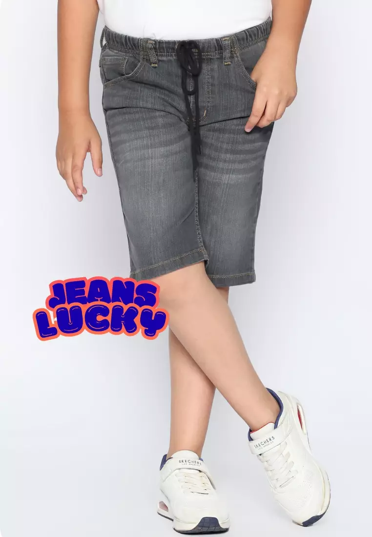 Celana Pendek Anak Laki Jeans Lucky Abu