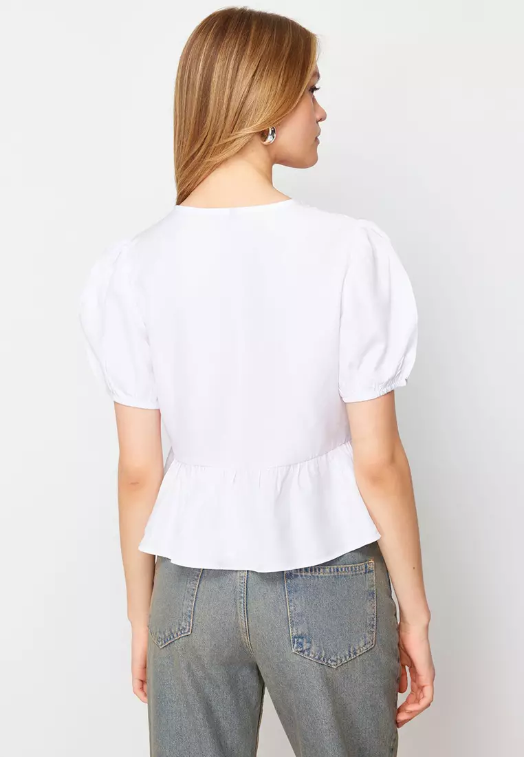 Crop Shirt with Front Tie Detail