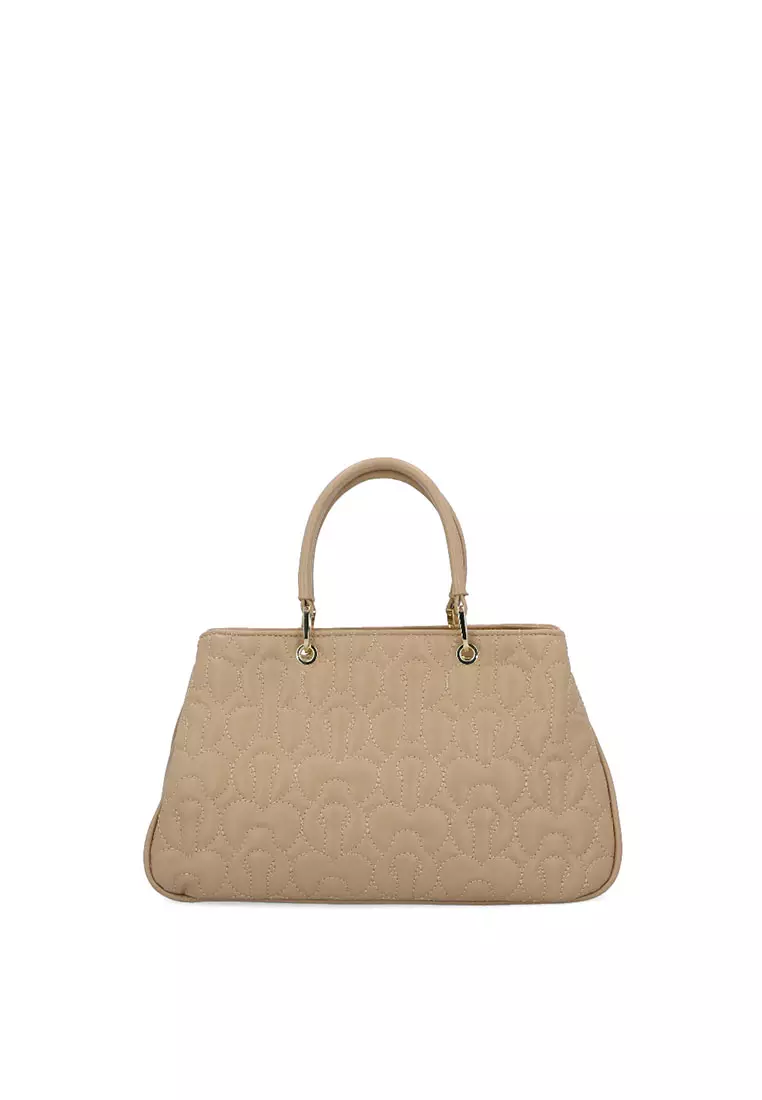 Buy Carlo Rino Vega Quilted Top Handle - Dark Beige 2026 Online | ZALORA