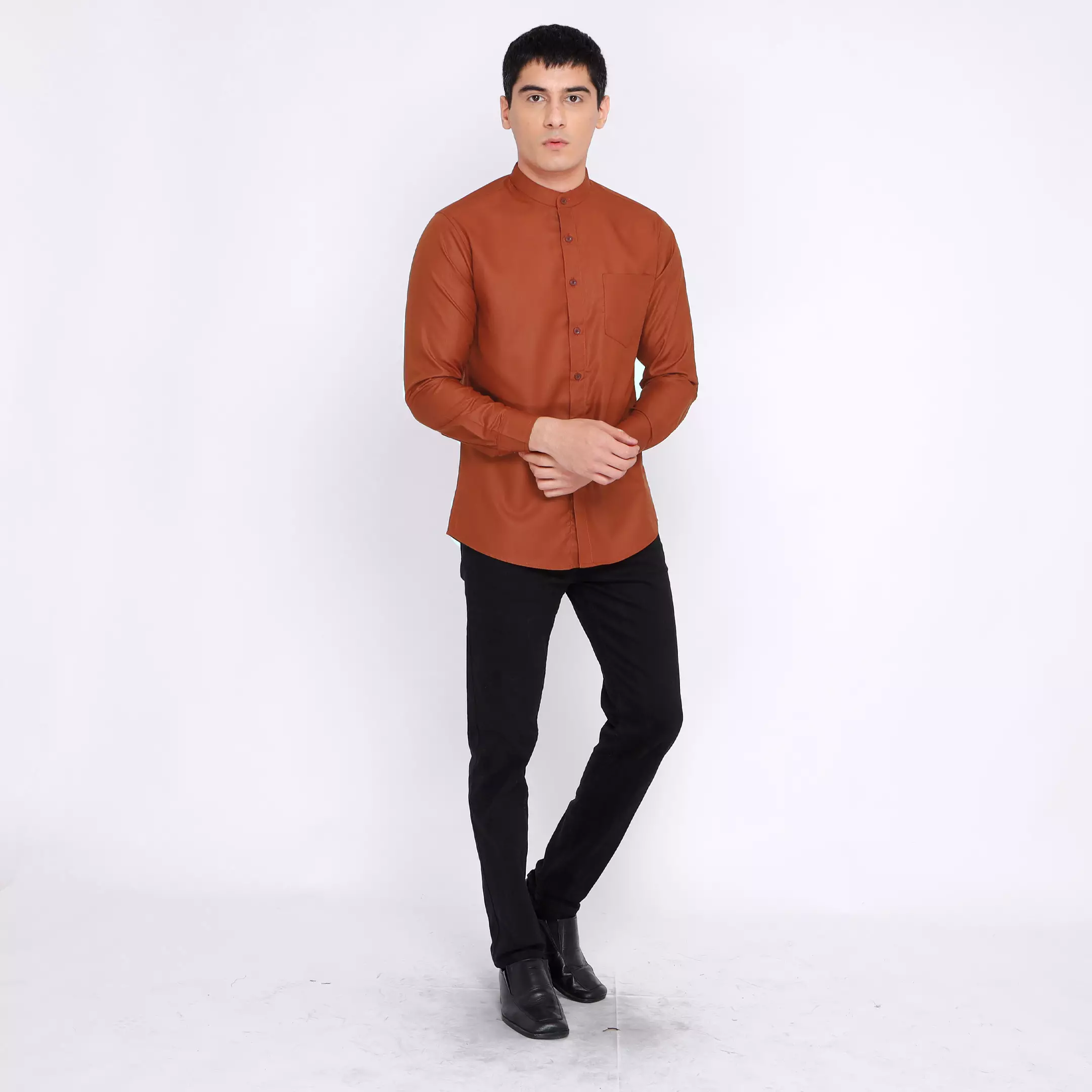 Casella Kemeja Pria Lengan Panjang Kerah Shanghai Polos Basic 7721 Monza