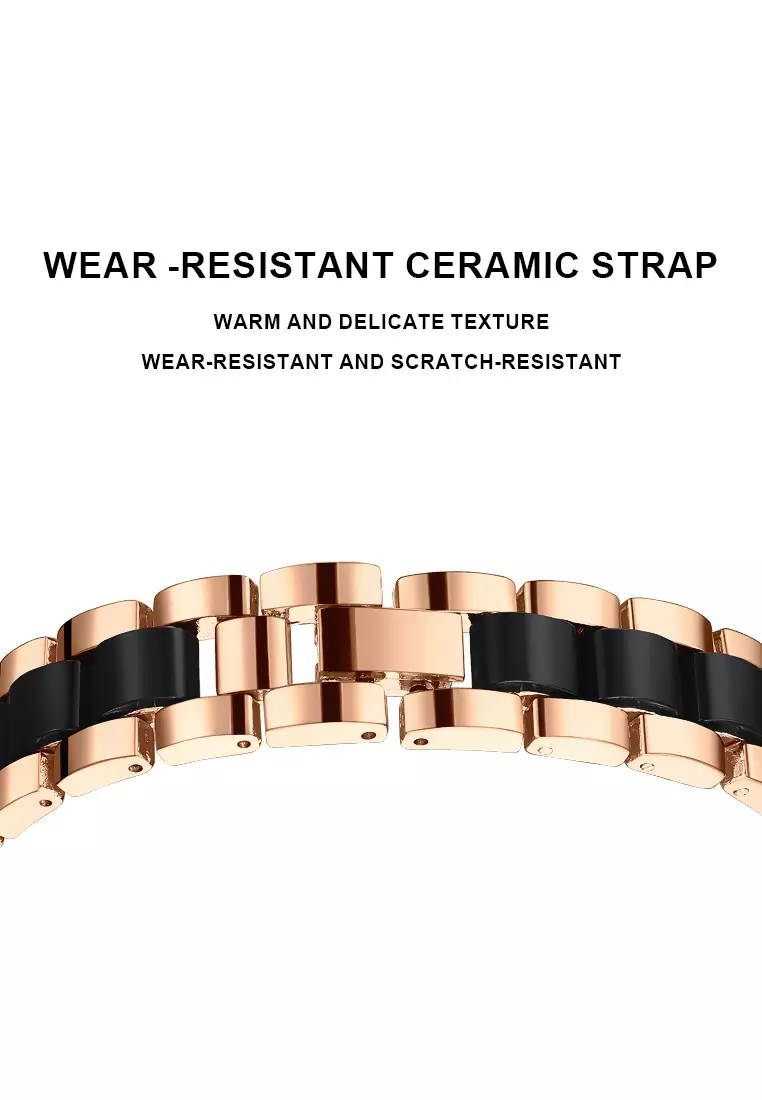 Jam Tangan Wanita Anti Air Original Korea Elegan Kuarsa Tali Keramik Jam Tangan Cewek blackwhite