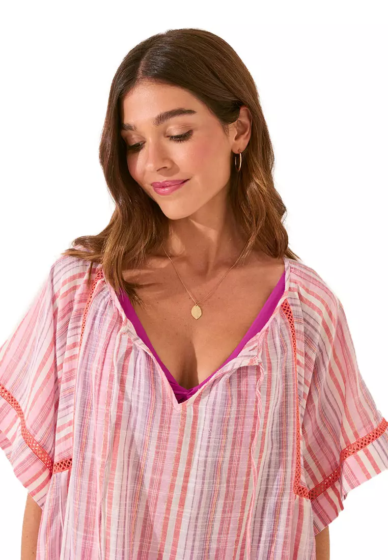 Short Tunic In Striped Print Fabric