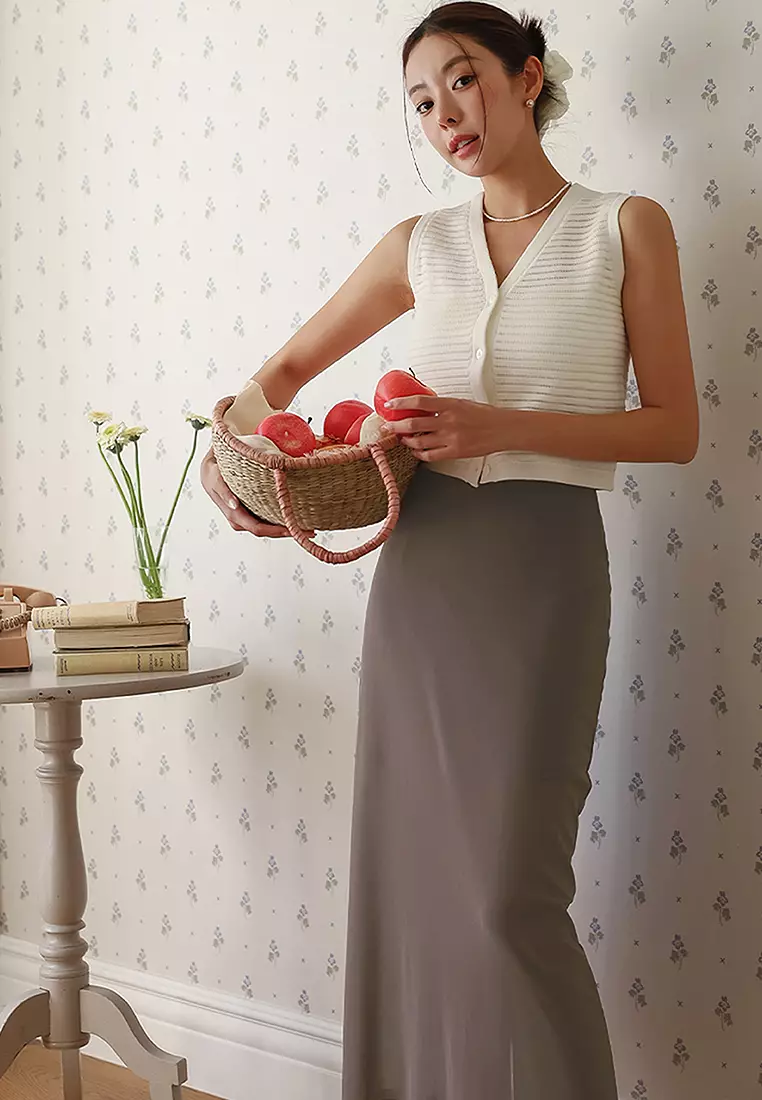 2 Layers Slimming Effect Midi Skirt