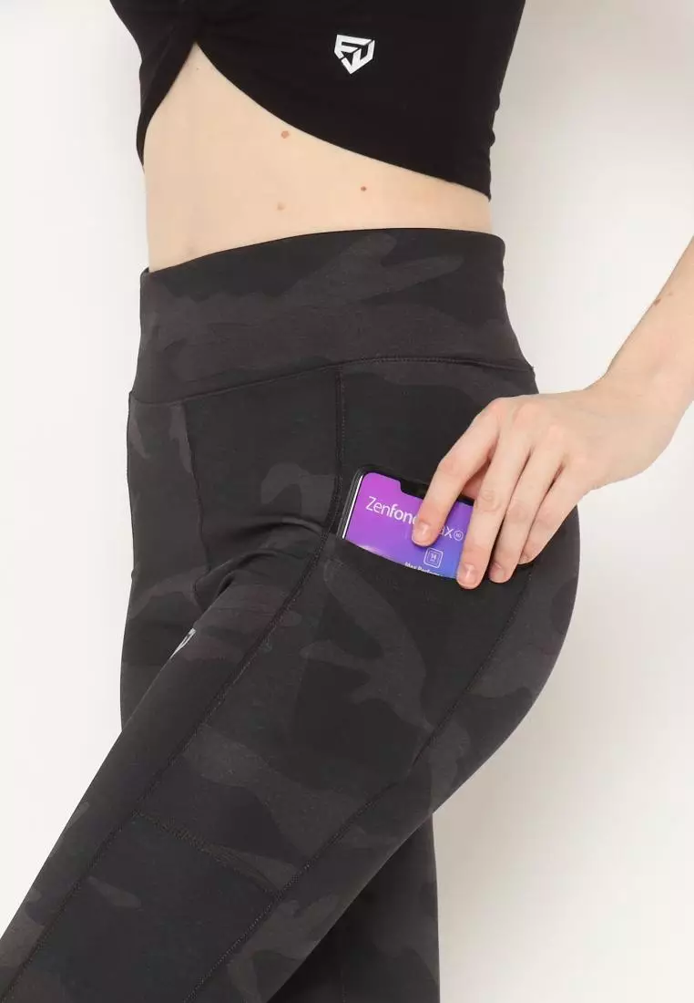 FITWEAR - ELIA POCKET CAMOUFLAGE SPORT LEGGING - BLACK