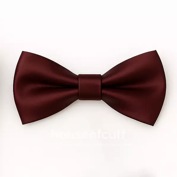 Houseofcuff Dasi Kupu Polos Bowtie Pria Bahan Satin Dark Burgundy