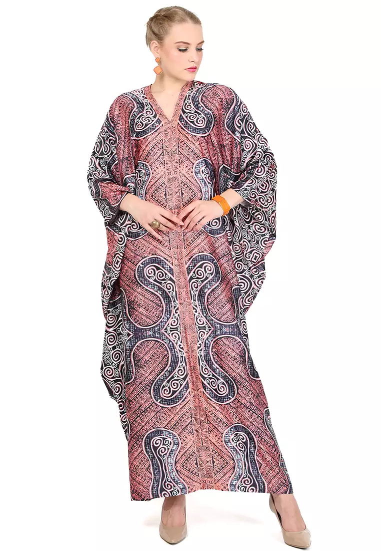 Kanzi Short Sleeve Red Batik Kaftan