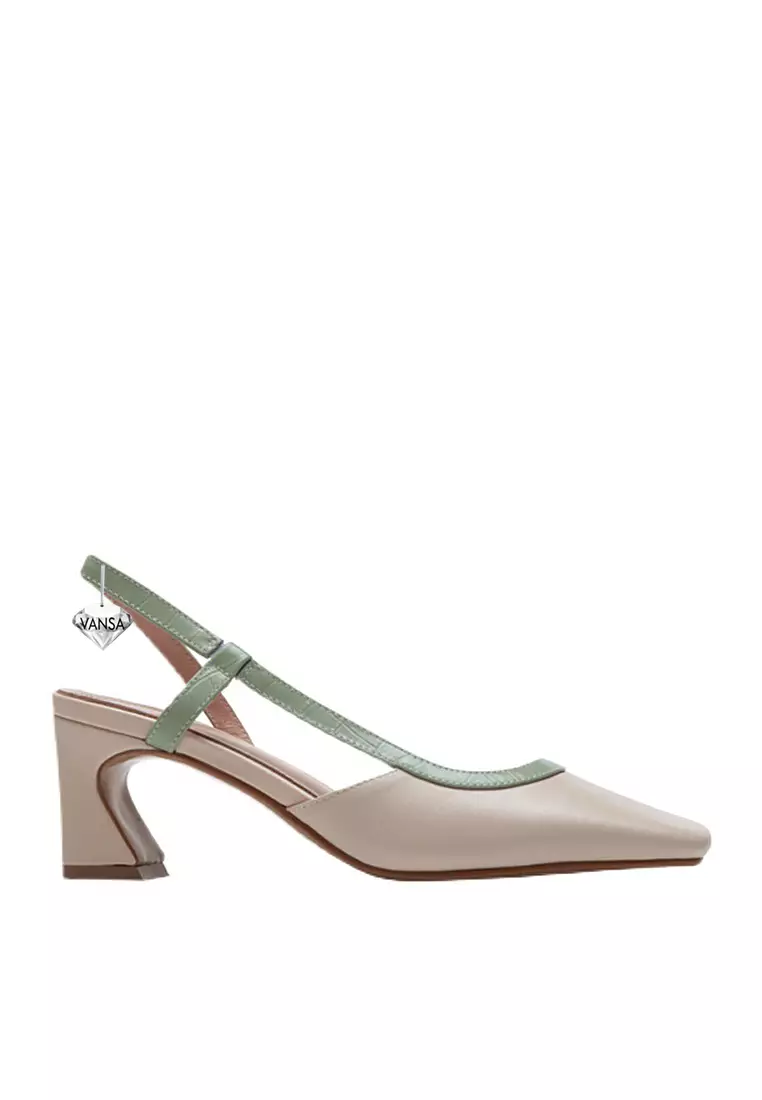 Discount on Twenty Eight Shoes  shoes - SKU: VANSA Fashion Square Toe Slingback Mid Heel VSW-H-7701