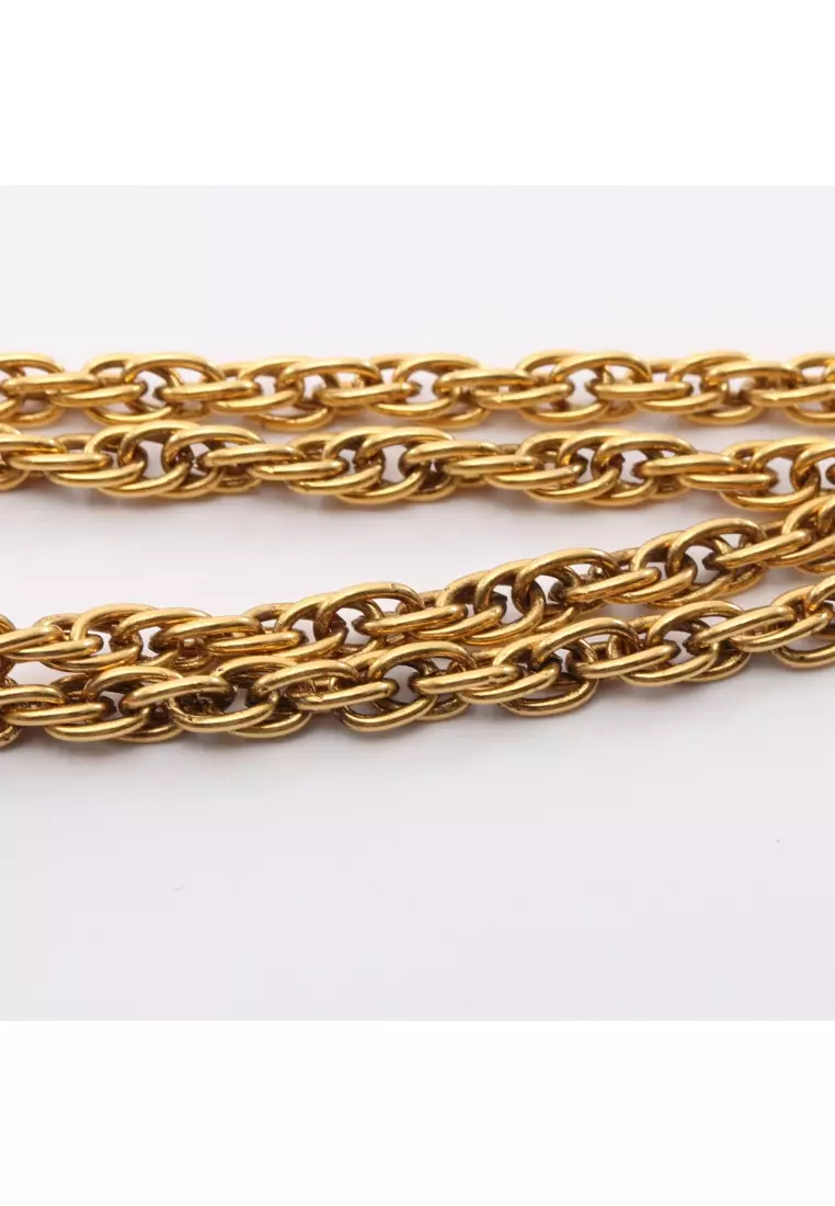 Pre-Loved Chanel Centaur necklace GP Rhinestone gold clear vintage