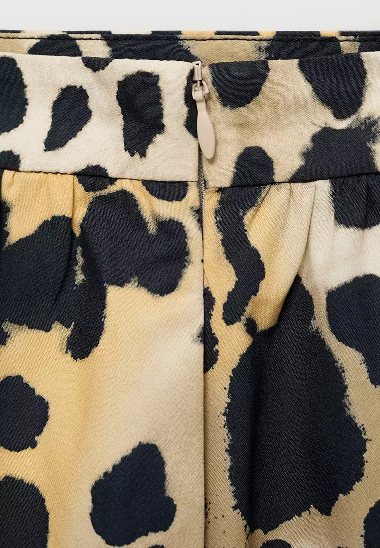 Animal-Print Cotton Skirt
