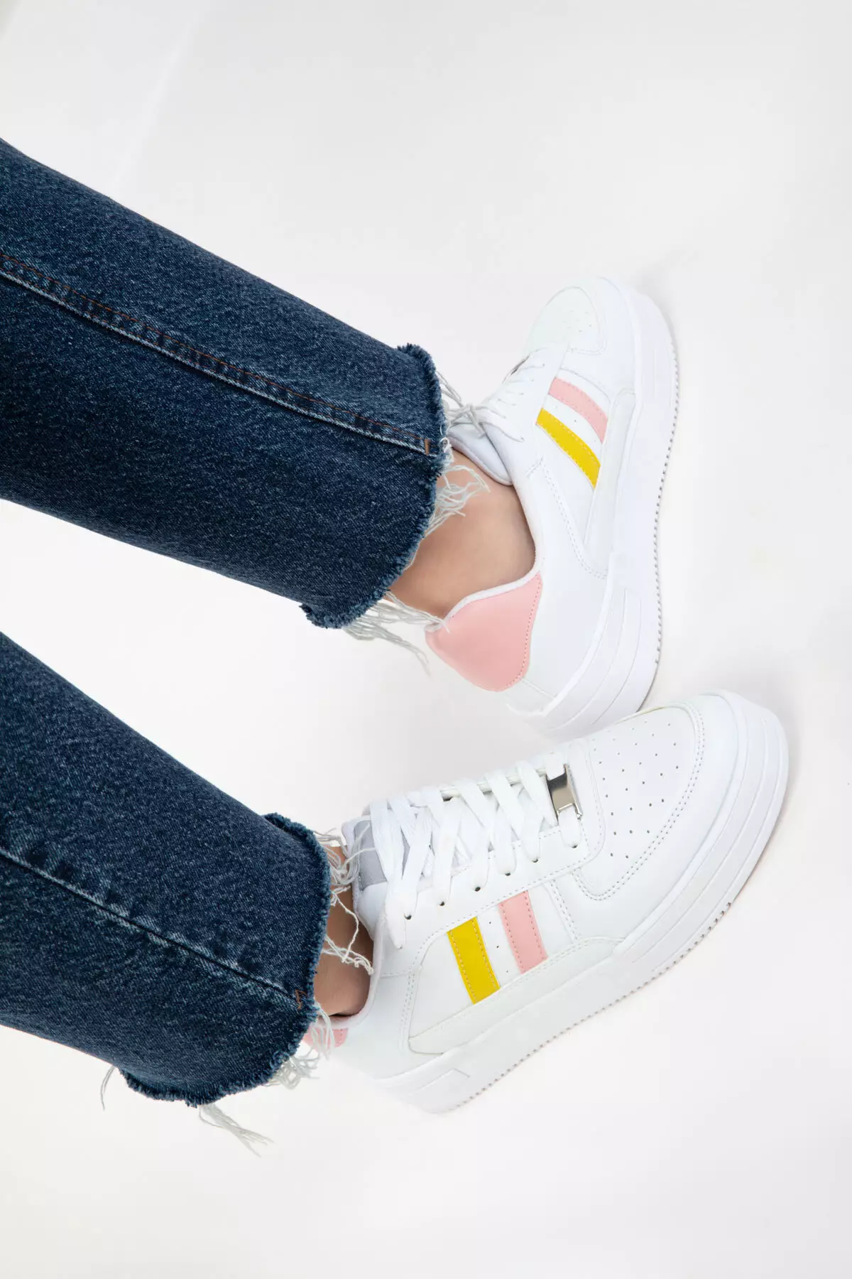 White-Yellow-Powder Women's Sneaker 20677