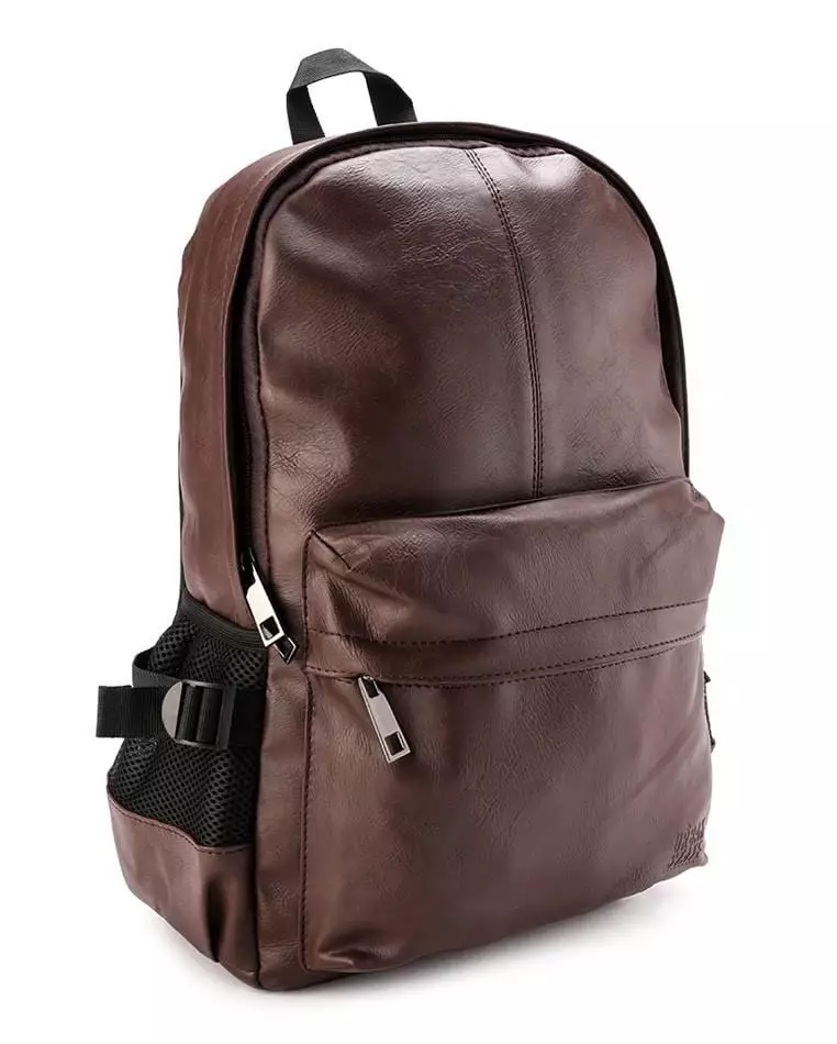 Distressed Leather Mesh Backpack