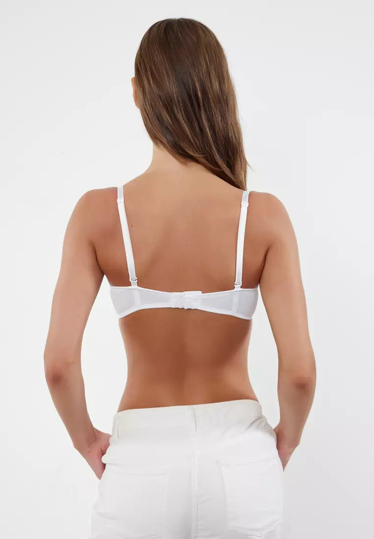 White Rope Strap Extra Padded/Push-Up Tshirt Bra Knitted Bra