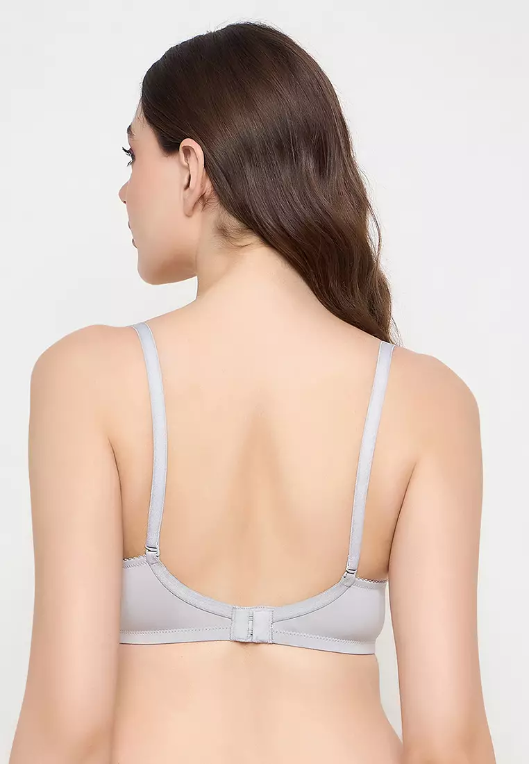 Clovia Padded Non-Wired Full Coverage Multiway T-Shirt Bra in Light Grey