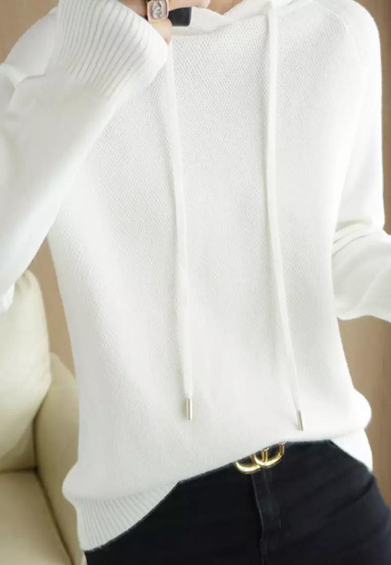 VANSASolid Color Hooded Knitted Sweater VCW-Kw-05232