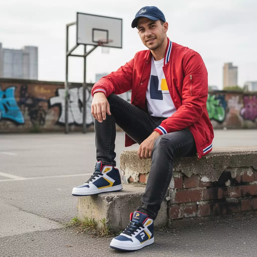 PAULMAY - Sepatu Sneakers Pria Lisbon High - Navy White