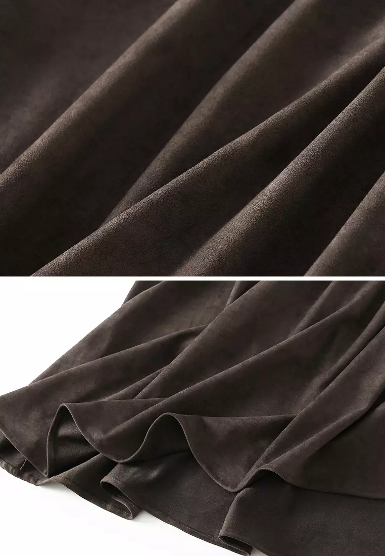 ‌Draped Suede Umbrella Skirt AF-2218