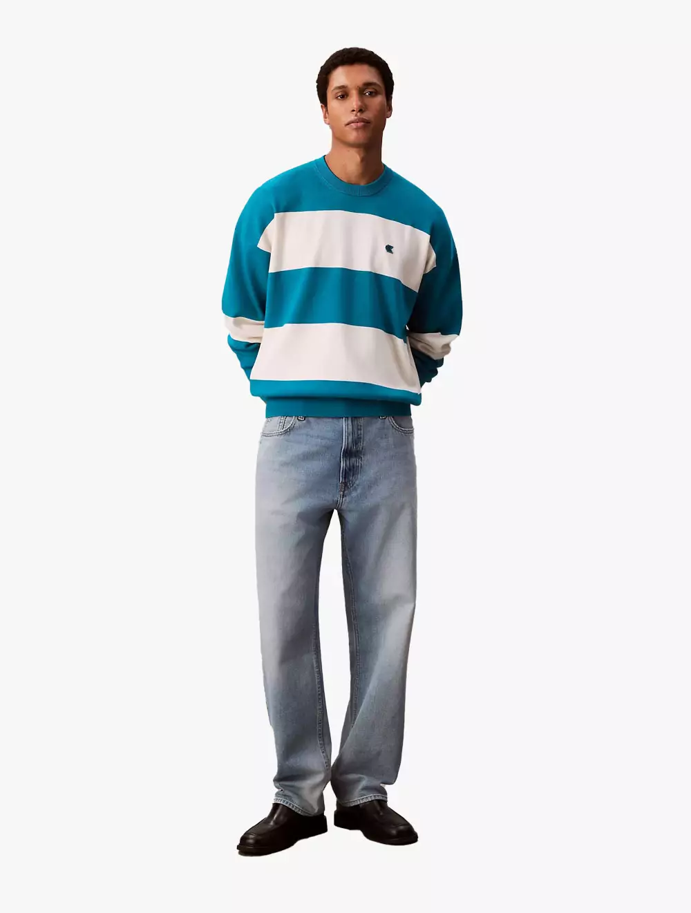 Calvin Klein - STRIPED SNOWY RELAXED CREWNECK