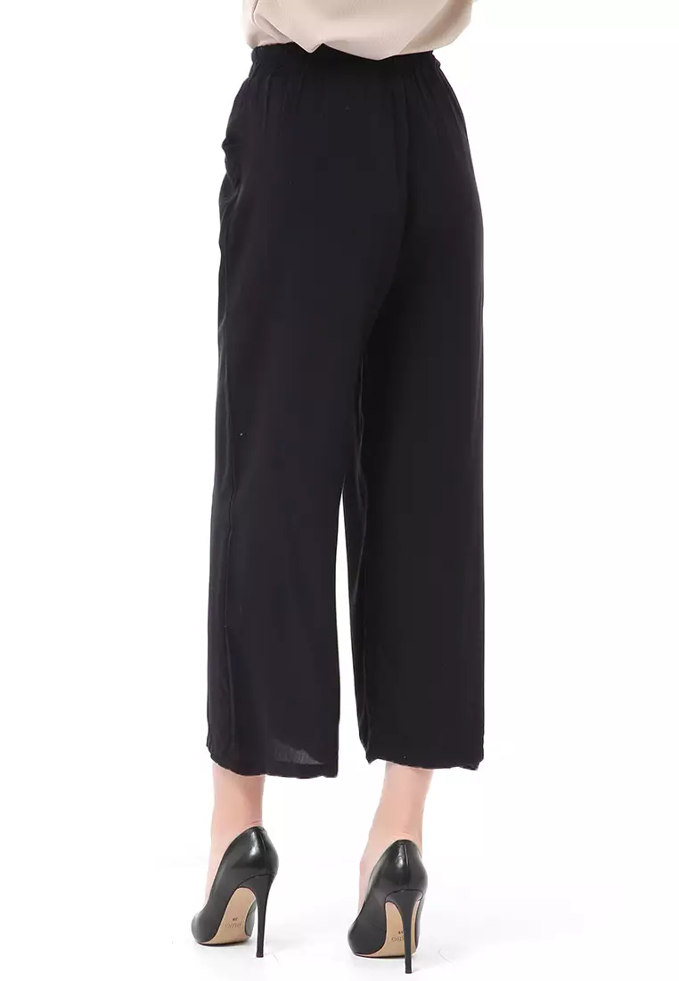 Stella Celana Panjang Casual Wanita Kulot Loose Pants Homewear Material Rayon ORIGINAL - Black