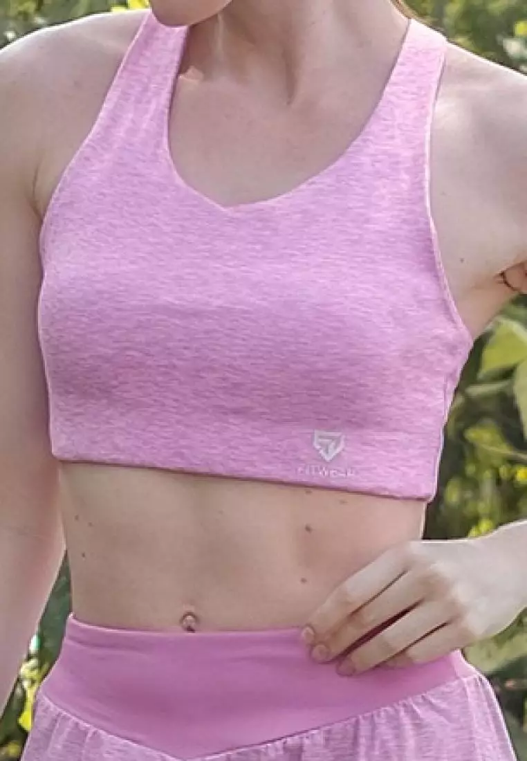 Fitwear - Sportbra Olahraga Wanita ANASTASIA [CROSS PLAIN] - HEATHER PINK