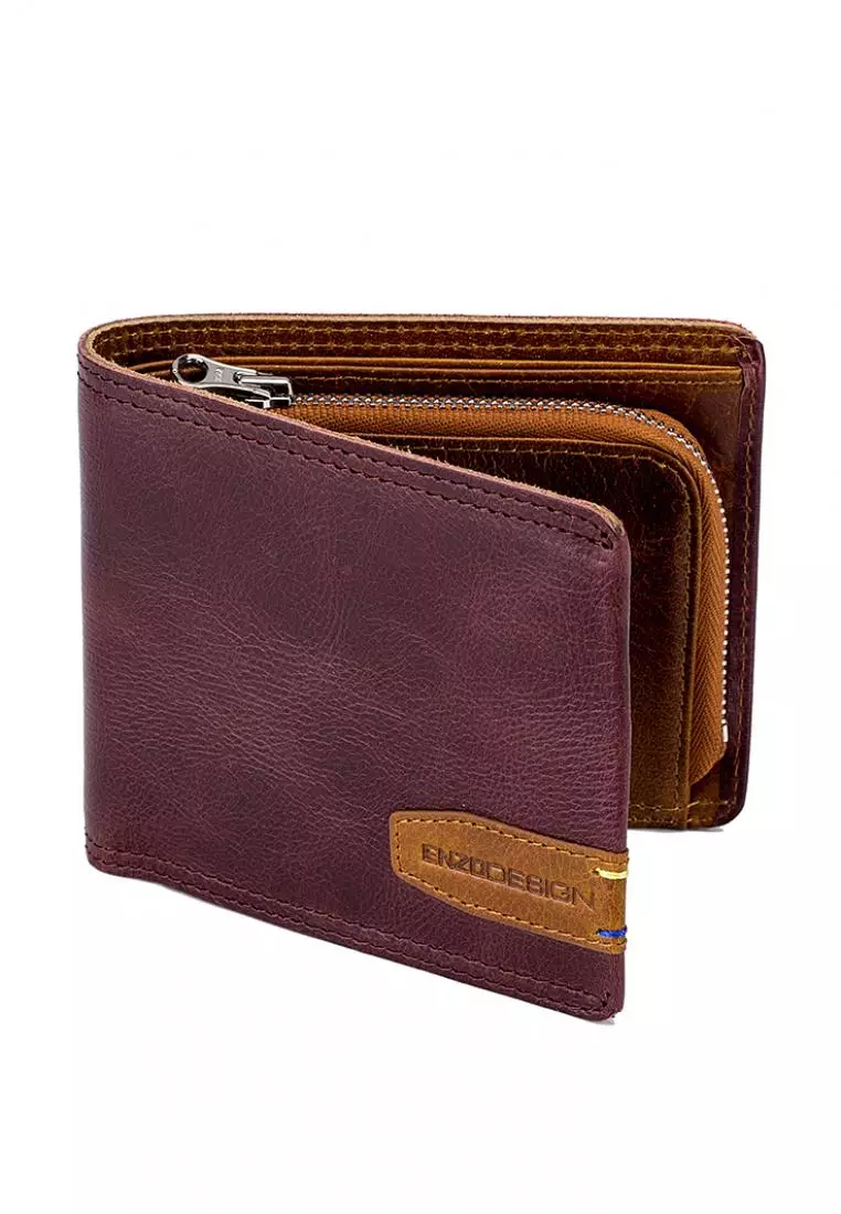 Buy ENZODESIGN Top Grain Leather Sporty Wallet With Zip Coin