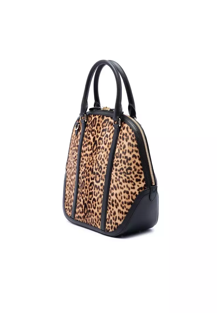Pre-Loved Burberry Large Pony Hair Leopard Print Orchard Bowling Bag