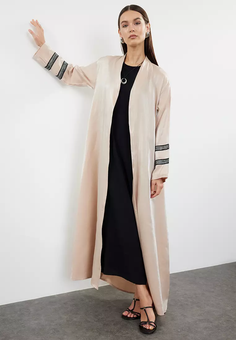 Shiny Long Abaya with Embroidery