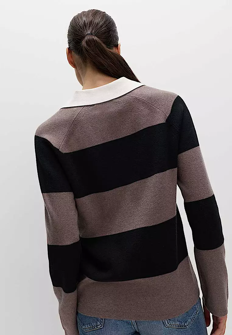 Soft Touch Striped Knitted Rugby Top
