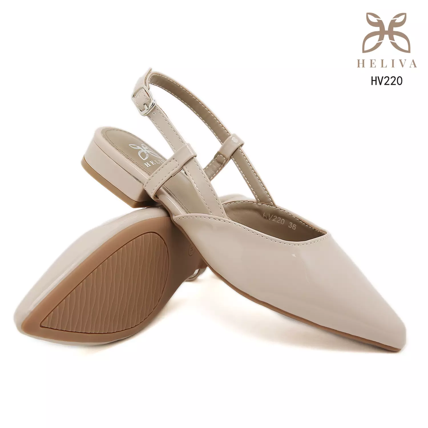 HELIVA LYSANDRA Slingback Flats 2cm Premium Pointed Toe Glossy Series HV220