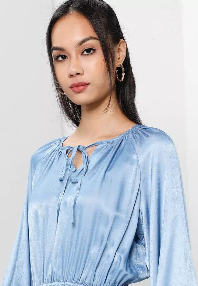 Buy Zalia Recycled Cotton Chambray Peasant Dress Online ZALORA Malaysia