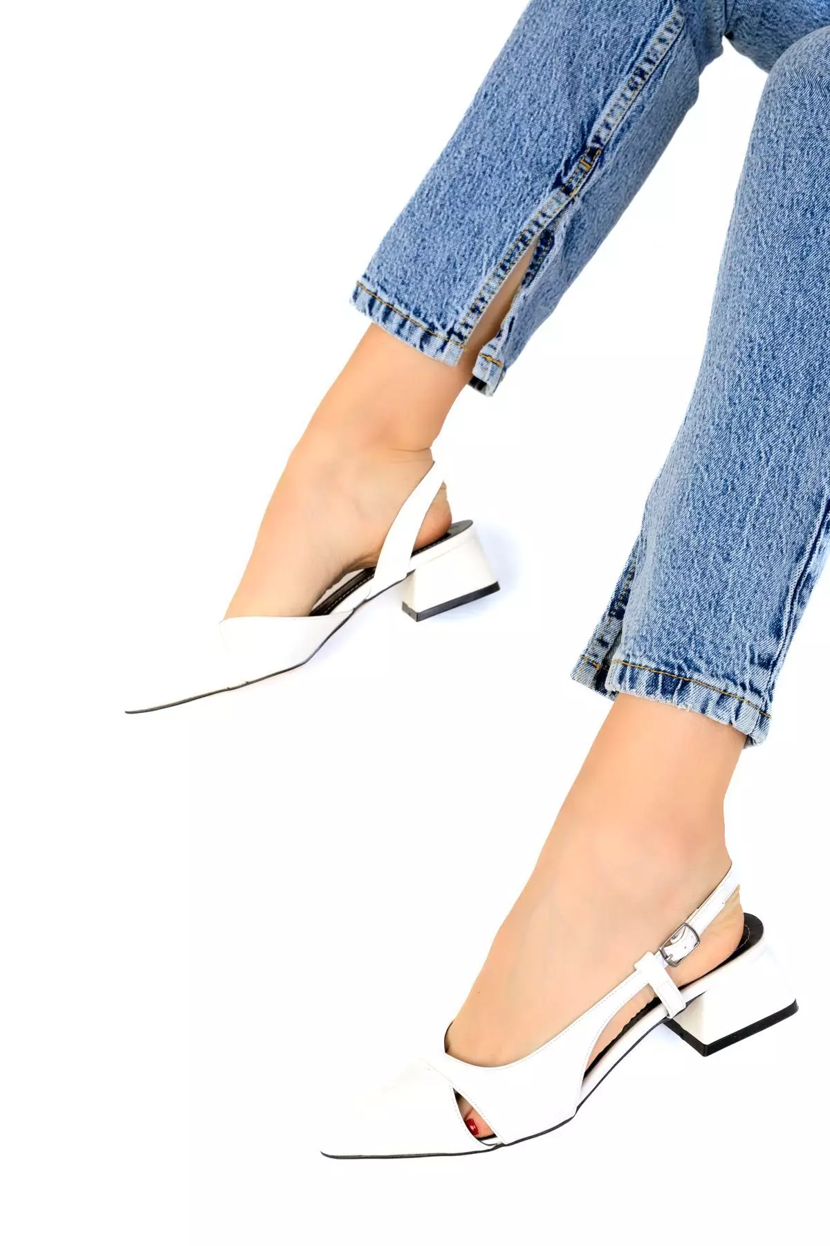 White Women's Classic Heeled Shoes 18839