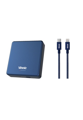 Vinnic 藍色 Vinnic Magsafe 10,000mAh 15W 磁吸式行動電源 + MFi 蘋果官方認證 USB-C to MFi Lightning 傳輸充電線 組合 0F2FEESA7246EDGS_1