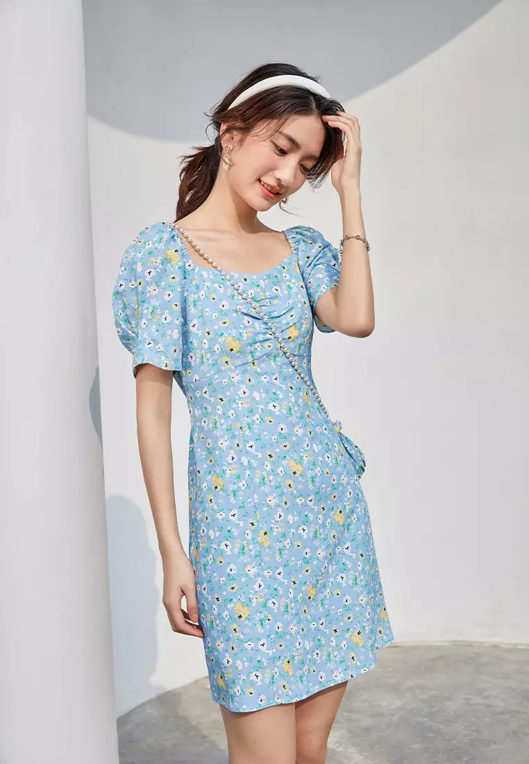 Summer Picnic Short Sleeve Floral Midi Dress