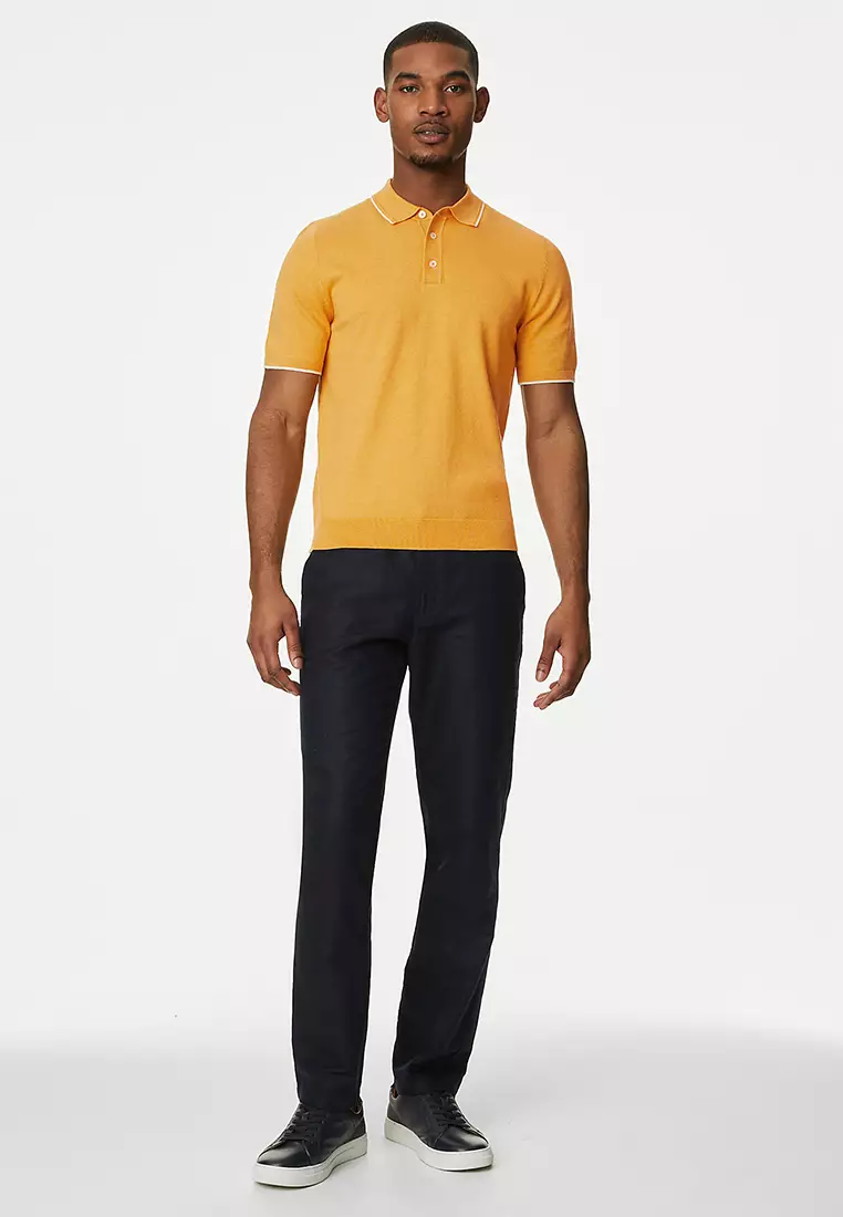 Cotton Rich Short Sleeve Knitted Polo Shirt