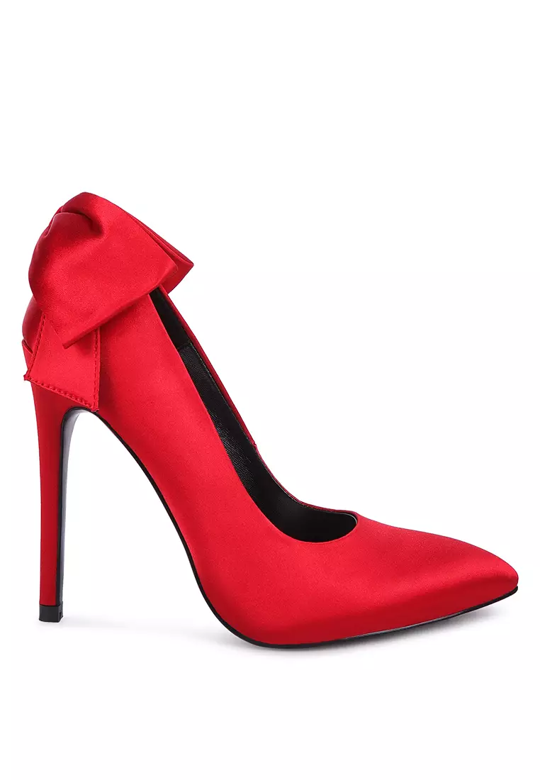 Red satin evening on sale shoes