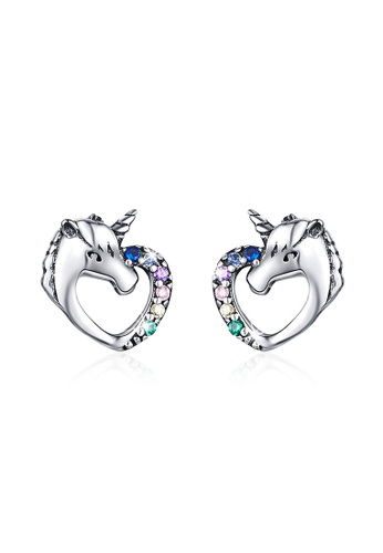 925 Signature silver 925 SIGNATURE Solid 925 Sterling Silver Colourful Unicorn Stud Earrings 3350AAC043B940GS_1