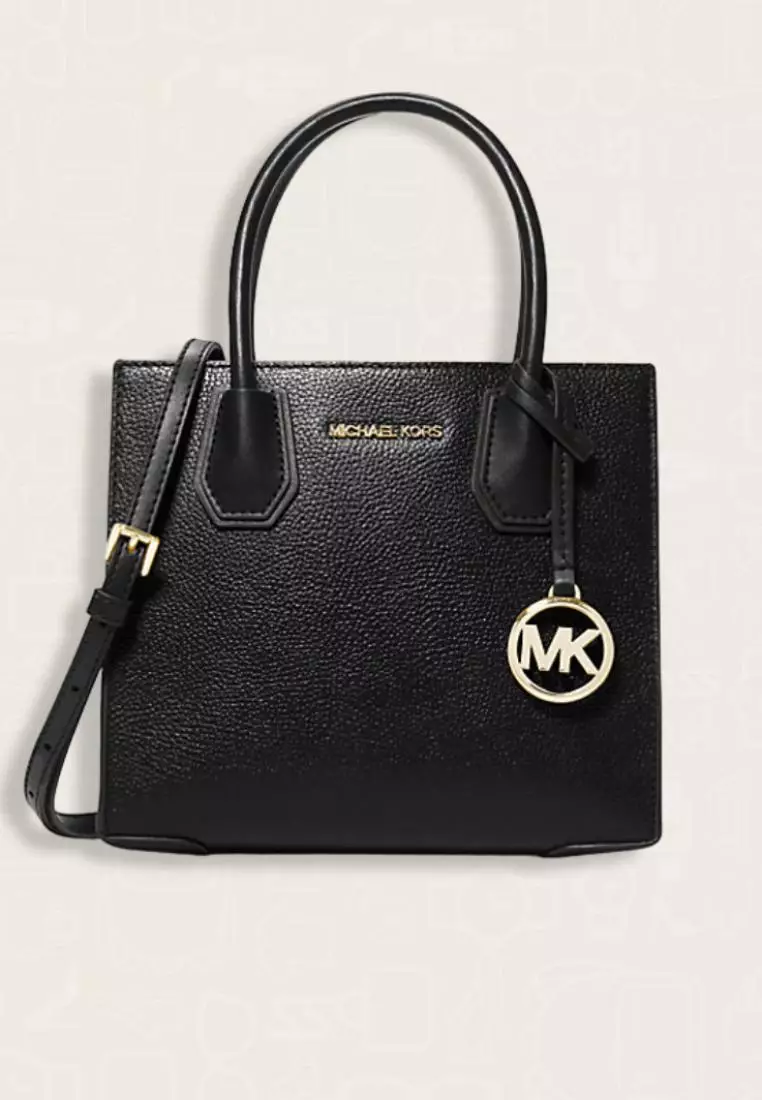 Michael Kors Mercer Medium Pebbled Leather Crossbody Bag Black