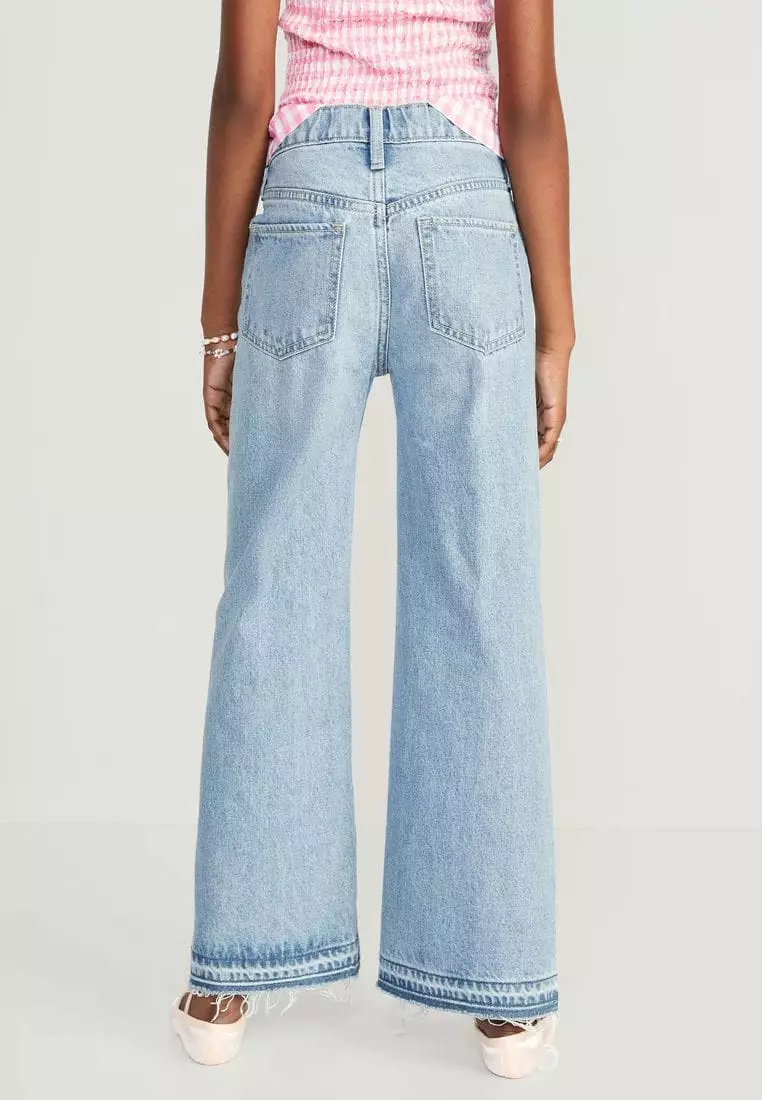 High-Waisted Baggy Ripped Wide-Leg Jeans for Girls